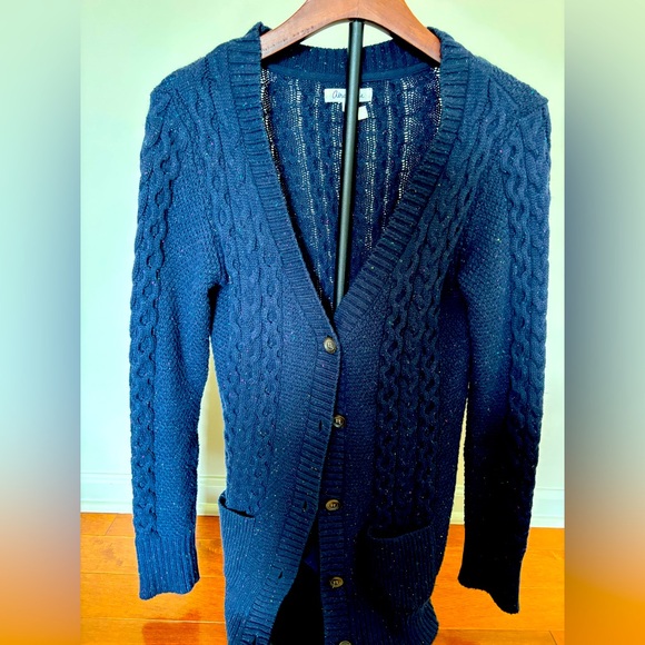 Aeropostale Cable Knit Cardigan Sweater M Navy - Picture 1 of 4